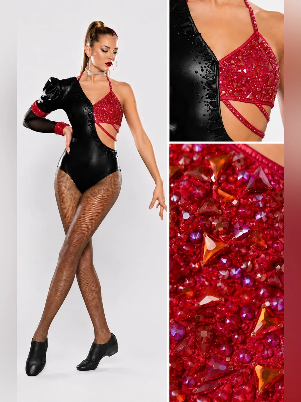 Glamour solo dance costume red black jazz Rich Girl Broadway contemporary MA adl